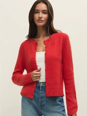 Z Supply Medina Rib Cardigan- Red XS
